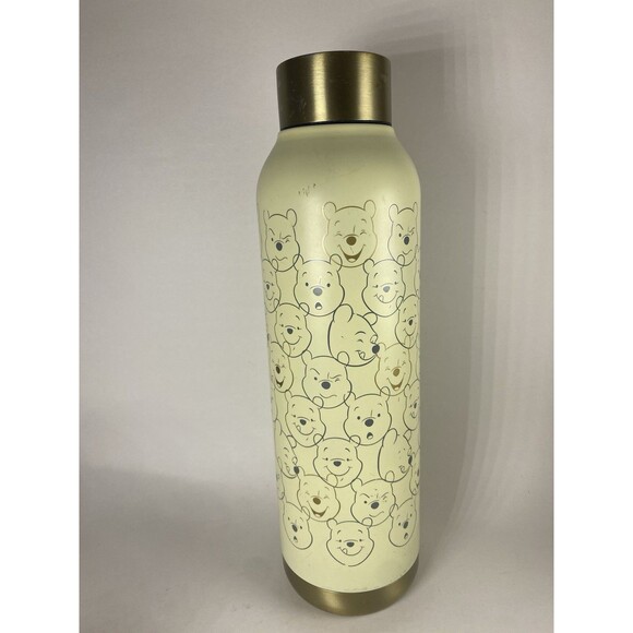 Disney Winnie the Pooh Stainless Steel Water Bottle Faces 21oz Gold Lid Rare - Picture 6 of 10
